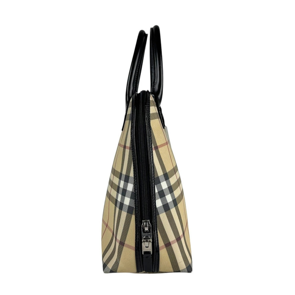 Burberry 2way Bag black leather Shoulder beige Black Tan